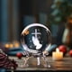 thumbnail image 5 of Decoración del hogar, decoración de habitaciones, decoración de paredes, esfera de cristal decorativa grabada con base de metal, adorno astronómico de cristal, decoración de bolas de cristal., 5 of 6