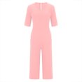 thumbnail image 6 of Zpanxa Jumpsuits for Women Casual Summer Fashionable and Comfortable Solid Color Short Sleeved V-neck Jumpsuit Pink XXL, 6 of 6