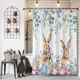 thumbnail image 3 of Shower Curtain, Easter Cute Rabbit Spring Floral Waterproof Shower Curtain Set with Hooks for Bathroom Showers,Stalls and Bathtubs,72x72In Colorful Eggs Flower Plant, 3 of 9