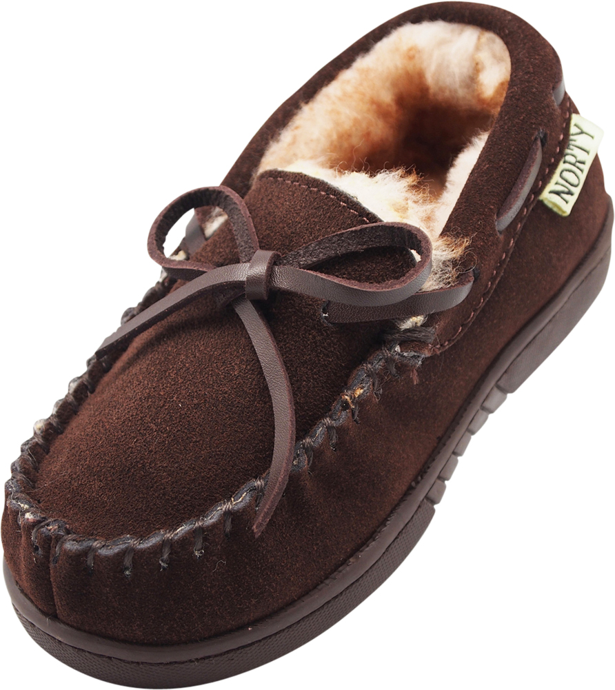 NORTY Toddler Boys Girls Unisex Suede Leather Moccasin Slippers Chocolate Brown - image 1 of 4