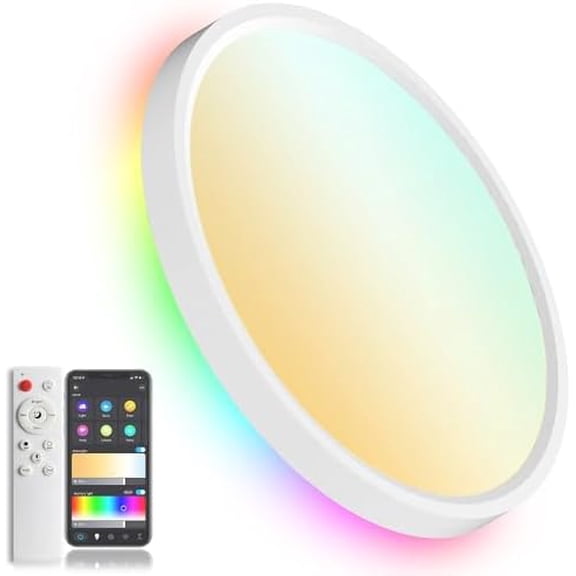 Smart Ceiling Light with Remote, 30W 2700LM Flush Mount Light Fixture LED WiFi, Works with Alexa Google Home, 2700K-6500K Color Changing Ceiling Lights for Bedroom Kitchen Living Room,12 Inch