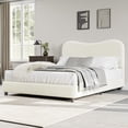 thumbnail image 1 of Ourlova Beige Boucle Bed Frame with Upholstered Headboard Soft Low Profile Sturdy Platform Bed with Rounded Corners Design Heavy Duty Wooden Slats Noise Free No Box Spring Needed Queen Size, 1 of 8