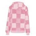 thumbnail image 6 of ClodeEU Women's Flannel Hoodie Plaid Jacket, Full Zip Up Sherpa Lined Hoodie Jacket ,Fall Winter Warm Tops With Pockets Pink,Womens Plus S, 6 of 6