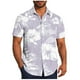 thumbnail image 2 of Blusa y camisa de manga corta con cuello vuelto para hombre, informal, a la moda, con estampado de bolsillo y botones, de poliéster., 2 of 6