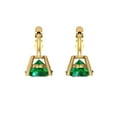 thumbnail image 4 of 2 Ct Round Cut Drop Dangle Green Emerald 14K Yellow Solid Solid Gold Everyday Dainty Earrings Lever Back, 4 of 7