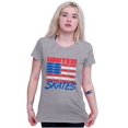 thumbnail image 3 of Skateboarding US Flag United Skates Womens Slim Fit Graphic Tee Brisco Brands S, 3 of 5