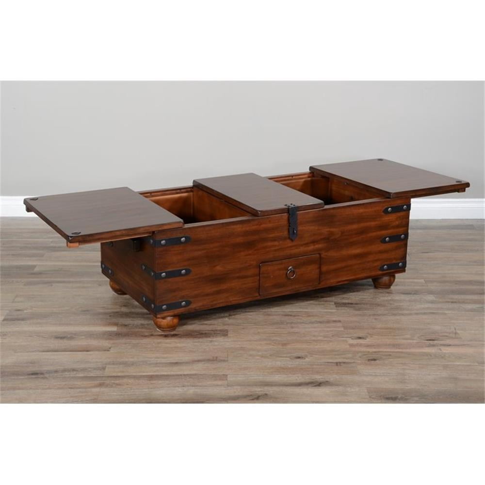 Sunny Designs Santa Fe 48" Traditional Wood Trunk Coffee Table in Dark Chocolate
