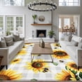 thumbnail image 3 of 6'x9' Area Rugs, Sunflower Indoor Outdoor Area Rug for Living Room Bedroom, Farmhouse Grey Buffalo Check Floral Bee Washable Bathroom Rugs Kitchen Floor Carpet Mats Home Decor Aesthetic, 3 of 8