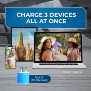 OREI Thailand Travel Plug Adapter with Dual USB - USA Input - Type O (U2U-18)