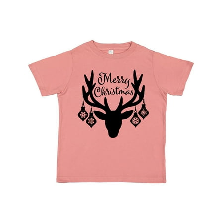 

Inktastic Merry Christmas Reindeer Antlers with Ornaments Gift Toddler Boy or Toddler Girl T-Shirt