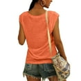 thumbnail image 4 of Femmes Tops Mode Solide Couleur Cap Manches V Cou Décontracté en Vrac Manches Courtes T-Shirt Top Armée Vert L, 4 of 6