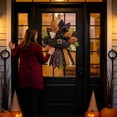 thumbnail image 4 of Halloween Quilted Pumpkin Door Hanger, Fabric Patchwork Wall Decor, Autumn Fall Home Front Door Ornament, 4 of 4