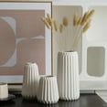 thumbnail image 2 of Ceramic Vases Set of 3, Modern Neutral Vase Rustic Farmhouse Vases Home Decor Ribbed Vases Decoration, 2 of 5