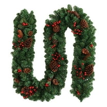 CVSOPHIA Christmas Garlands - 9FT Pine Garland with Red Berries Snow Pine Cones, Artificial Xmas Real Faux Greenery for Winter Indoor Outdoor Christmas Decorations,Green/1PCS