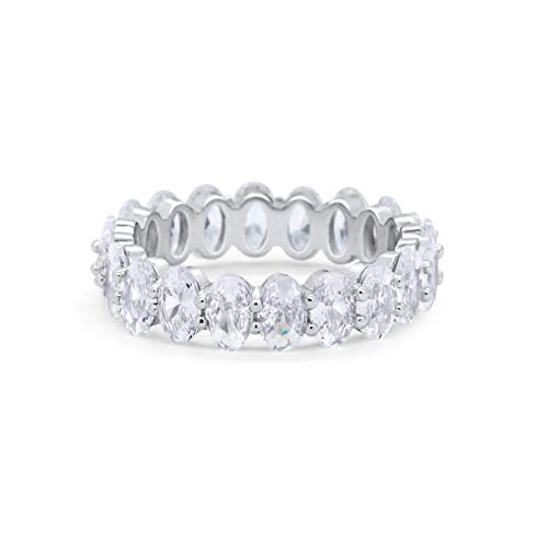 Full Eternity Oval Ring CZ 925 Sterling Silver Size 5