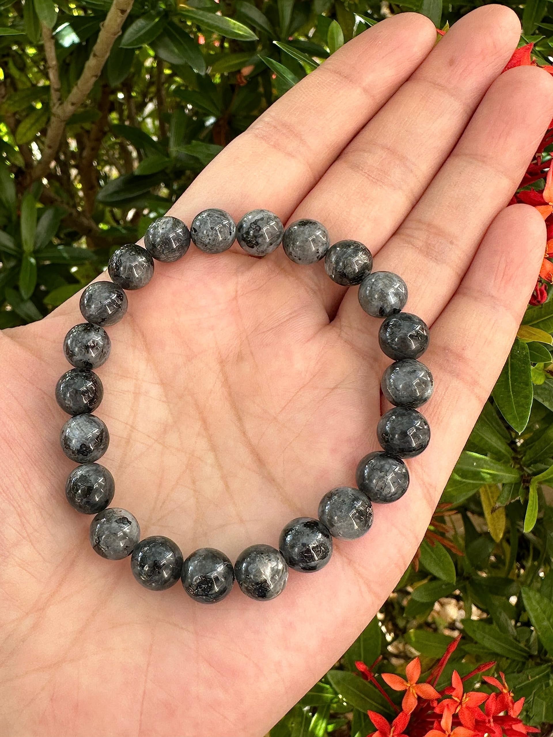 Black Labradorite Crystal Bead Bracelet 8mm, Wholesale Genuine Black Labradorite Stretch Gemstone Bracelet, Gift for Men & Women (10)