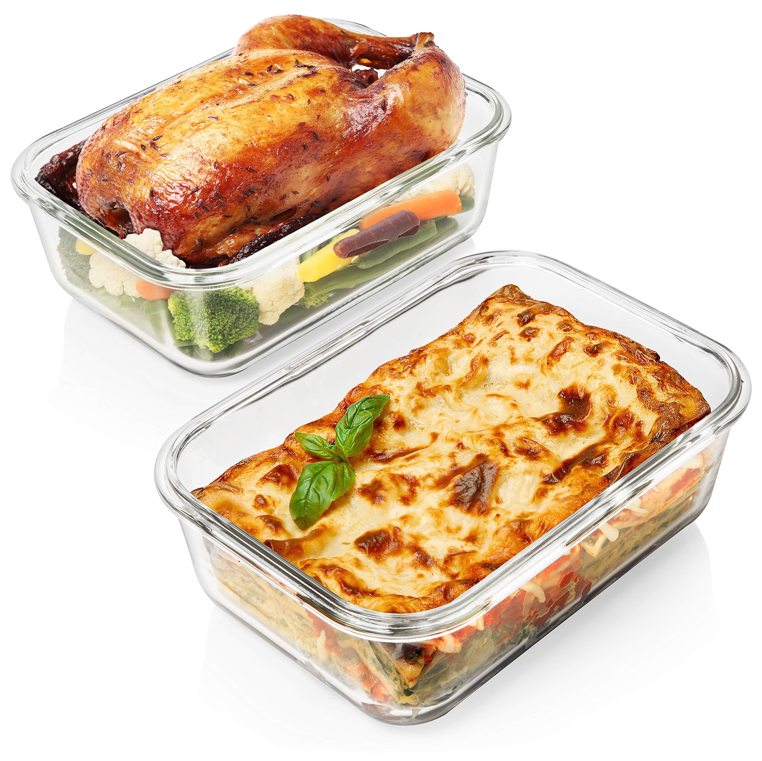 Gray 4 Piece 63 Oz 8 Cup Glass Food Storage Containers with Locking Lids