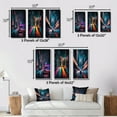thumbnail image 4 of Designart "Miami s Futuristic Neon Art II" Buildings & Cityscapes Framed Wall Art Set Of 3 - Multicolor City Frame Gallery Wall Set For Home Decor, 4 of 6