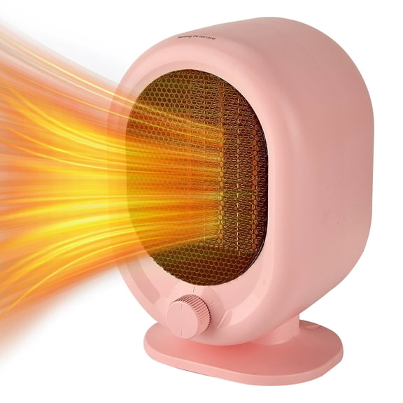 Hvmvliv Small Space Heater Mini Heater, Small Household Warm Air Fan with Overheat Protection and Tip-Over Shut-Off, US Standard Plug for Home Use Pink