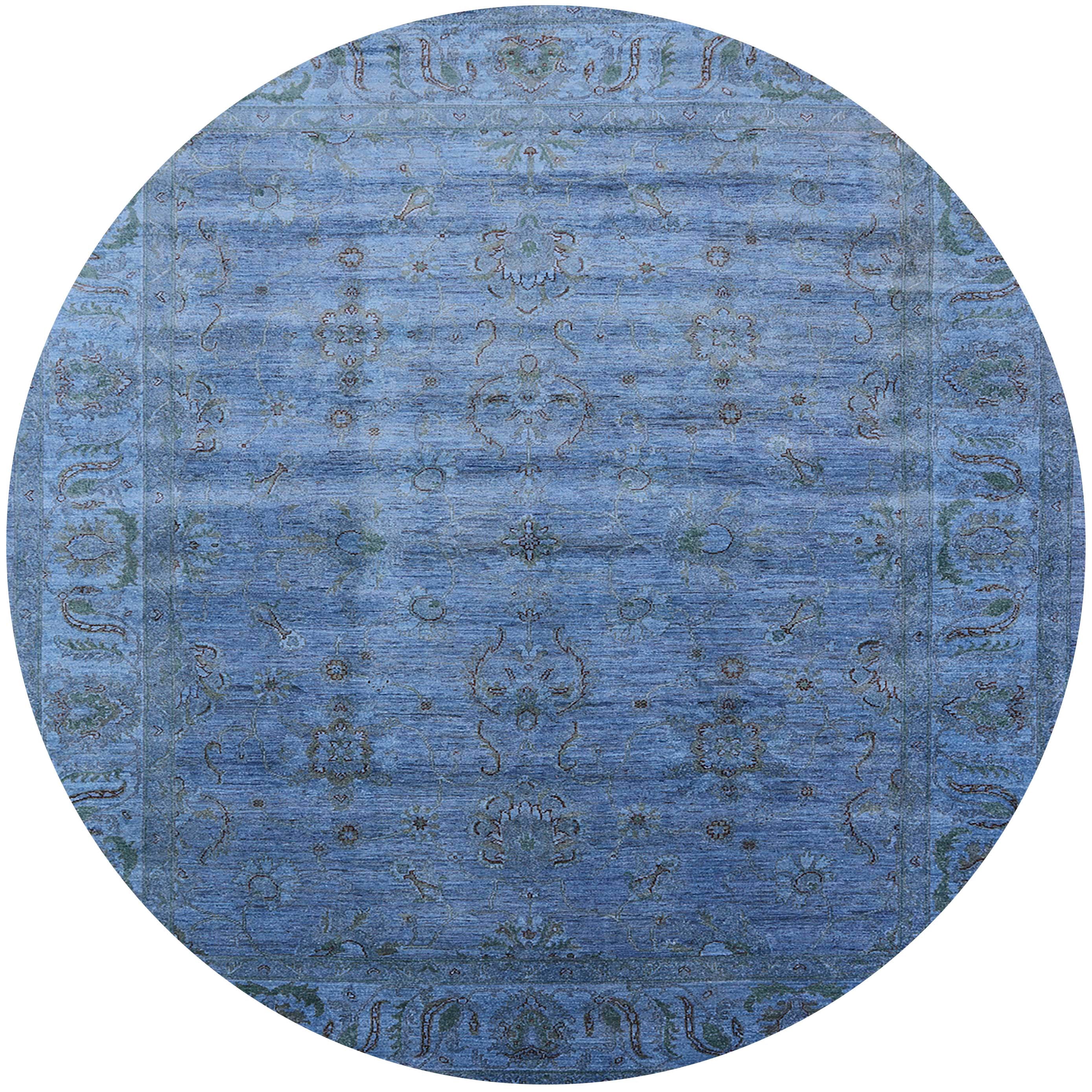 Ahgly Company Indoor Round Mid-Century Modern Iceberg Blue Oriental ...