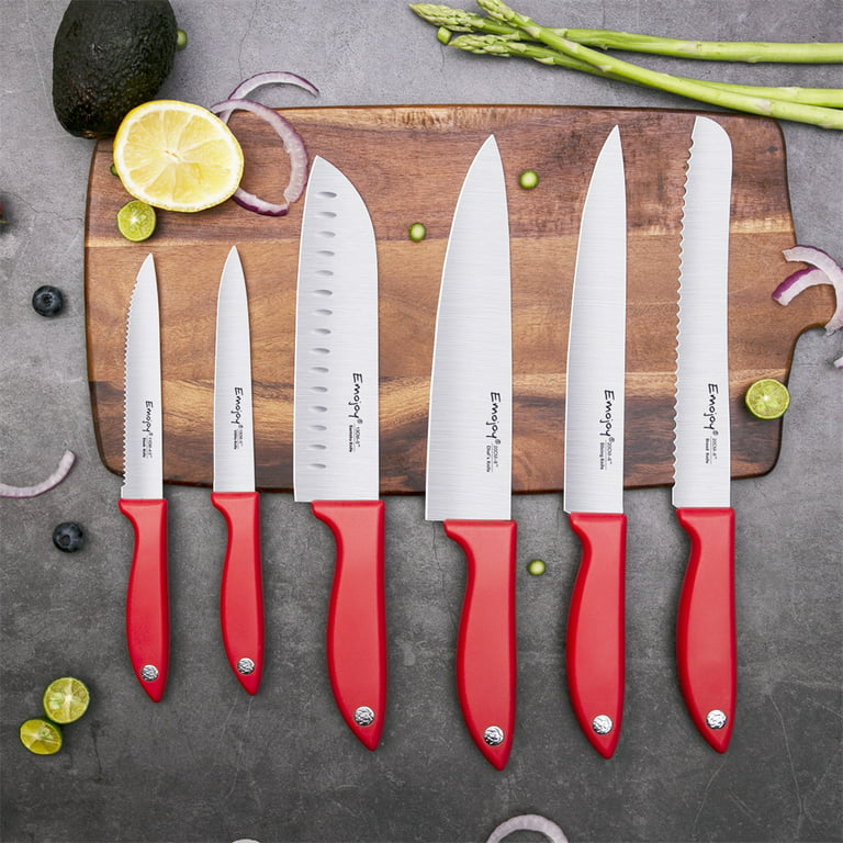 Emojoy 15-Piece Kitchen Knife Set with Block Wooden,Chef Knife Set