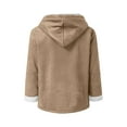 thumbnail image 4 of VINUSLI Womens Sherpa Jacket with Hood Winter Horn Button Faux Suede Long Sleeve Outerwear Parka Hoodie Pea Coats​ Khaki,XXXXL, 4 of 5