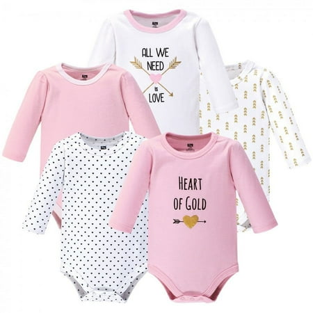 UPC: 0660168558074 | Hudson Baby Infant Girl Cotton Long-Sleeve Bodysuits 5pk  Heart  6-9 Months