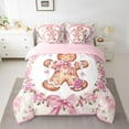 thumbnail image 2 of Homewish Pink Bow Tie Ribbon 7 Pieces Bedding Comforter Set,Romantic Rose Flower Full Bedding Set,Christmas Gingerbread Man Fitted Sheet Flat Sheet For Girls Teens,Breathable Home Decor Reversible, 2 of 8