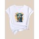 thumbnail image 4 of Camiseta deportiva de cuello redondo con estampado de camello, top informal de manga corta para correr, ropa deportiva para mujer, camiseta deportiva de ocio, 4 of 7