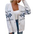 thumbnail image 2 of IROINNID Women's Comfy Mid-Length Graphic Prints Cardigan Open Front Long Sleeve Outwear, White, 2 of 5