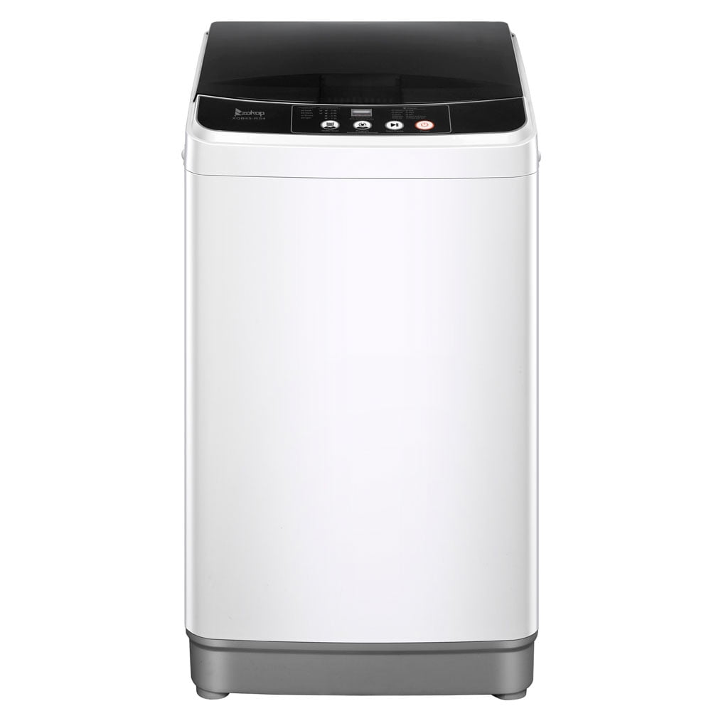 Portable Compact Laundry Washer Spin Gray Full-Automatic Washing Machine with Drain Pump,10 programs 8 Water Level Selections with LED Display 13.3 Lbs Capacity 