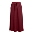 thumbnail image 6 of Cekizud Long Skirts for Women Drawstring Elastic Waist Cotton Linen Loose Ankle Length Skirt,Sizes S-2XL, 6 of 6