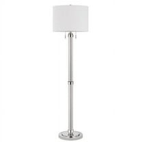 60 in. Chrome Two Light Traditional Shaped Floor Lamp with White Rectangular Shade
