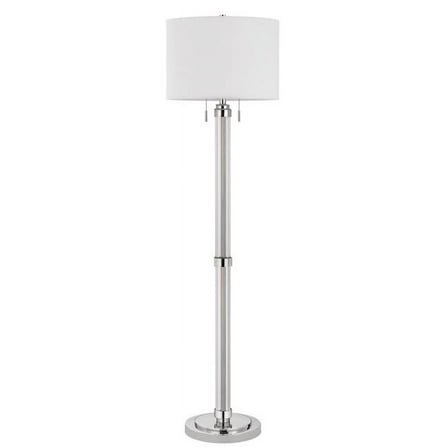 60 in. Chrome Two Light Traditional Shaped Floor Lamp with White Rectangular Shade