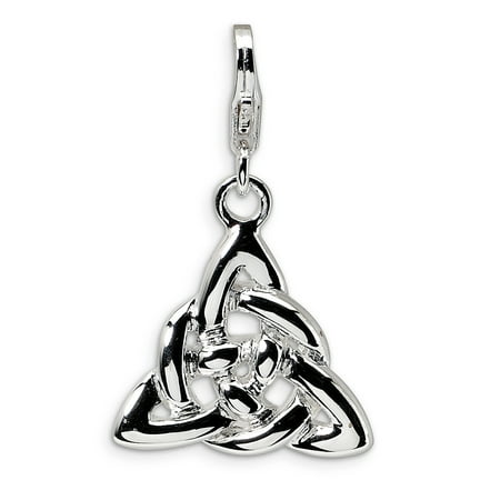 Claddagh Clasp - 925 Sterling Silver Rh Trinity Knot Lobster Clasp Pendant Charm Necklace Celtic Claddagh Religious Medal Holy Spirit Gifts For Women For Her