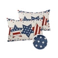 thumbnail image 2 of Memorial Day Patriotic Blue and Red Star Outdoor Pillow Covers Set of 2,Decorative Waterproof Throw Pillow Case,American Flag on Cotton Linen Cotton Linen Soft Cozy Cushion Pillowcases, 2 of 7