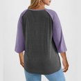 thumbnail image 4 of Fanxing Raglan Sleeve Tops for Women 3/4 Sleeve T Shirts Casual Baseball Tees Loose Fit Round Tunic Blouse Purple,XXL, 4 of 8