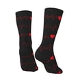 thumbnail image 3 of Goofa Cardiogram and Heart Printed Men's Crew Socks, Soft Durable Breathable Moisture-Wicking with Odor Control Cotton socks, 3 of 9