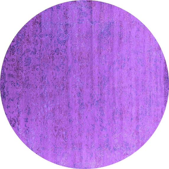 Ahgly Company Indoor Round Oriental Purple Industrial Area Rugs, 3' Round