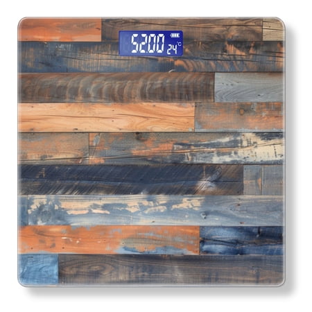 Bathroom Scale Highly Accurate Digital Body Scale Precisely Measures Weight up to 400 lbs-Wall Made Of Reclaimed Wood With Different Shades And Textures