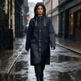 thumbnail image 3 of Stamzod Long Rain Coats for Women Eva Waterproof Hooded Rain Coat Jacket with Pockets for Cycling Outdoor Rainwear Black L, 3 of 9