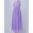 thumbnail image 4 of Kaerm Robe Junior Demoiselle d'Honneur pour Filles à Dos Nu en Dentelle Florale Sans Manches en Mousseline Robe Longue à Fleurs Robe de Mariage Fête Robe de Concours Lavande 8, 4 of 7