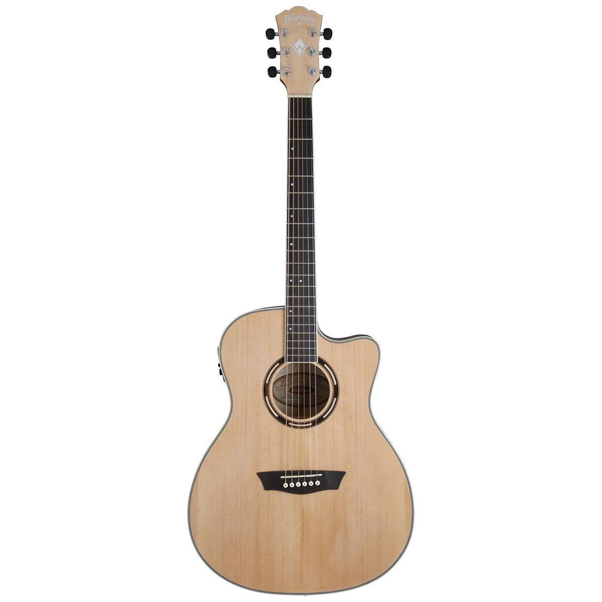 Washburn Apprentice 5 Series AG40CEK Grand        Auditorium Cutaway Acoustic Guitar, Rosewood      Fretboard, Natural