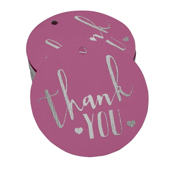 Inkdotpot Pack Of 100 Real Silver Foil Paper Tags Thank You Bridal Shower-Baby Shower-Retirement-Wedding-Birthday Favor Hang Tags