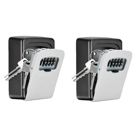 Key Lock Box Wall Mounted 4 Digit Combination Lockbox for Outside 5 Keys Capacity(Gray 2 Pack)
