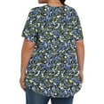 thumbnail image 6 of Horkkom Womens Summer Tops Plus Size Floral Print Short Sleeve Pleated Tunic Tops Casual Loose Crew Neck Blouses XL, 6 of 8