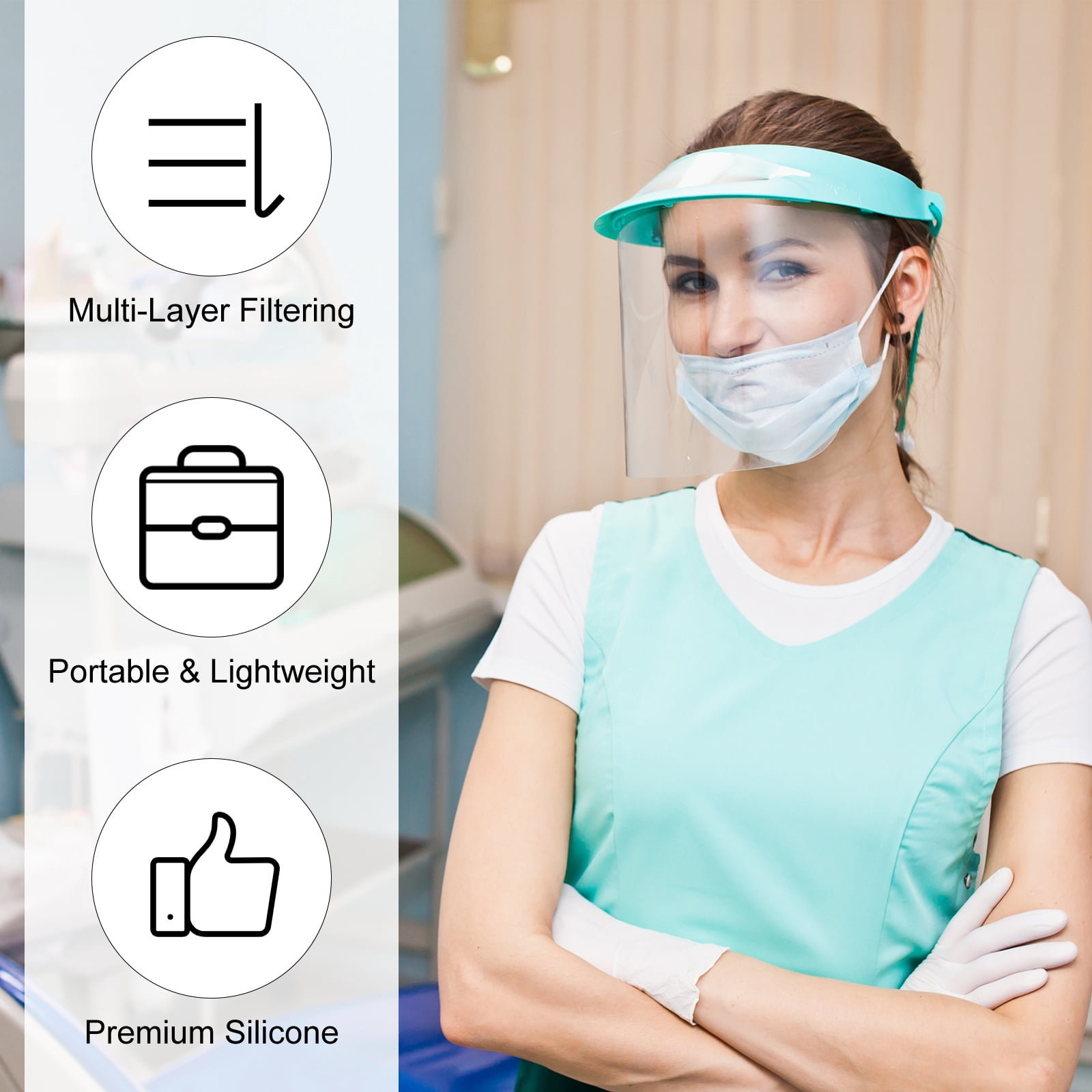Uxcell Full Safety Face Shields, Anti Fogging Full Safety Face Protection Face Shield Grey