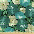 thumbnail image 2 of Ambesonne Watercolor Flowers Fabric by the Yard Upholstery, Cottagecore Art, 2 Yards, Seafoam and Forest Green, 2 of 5