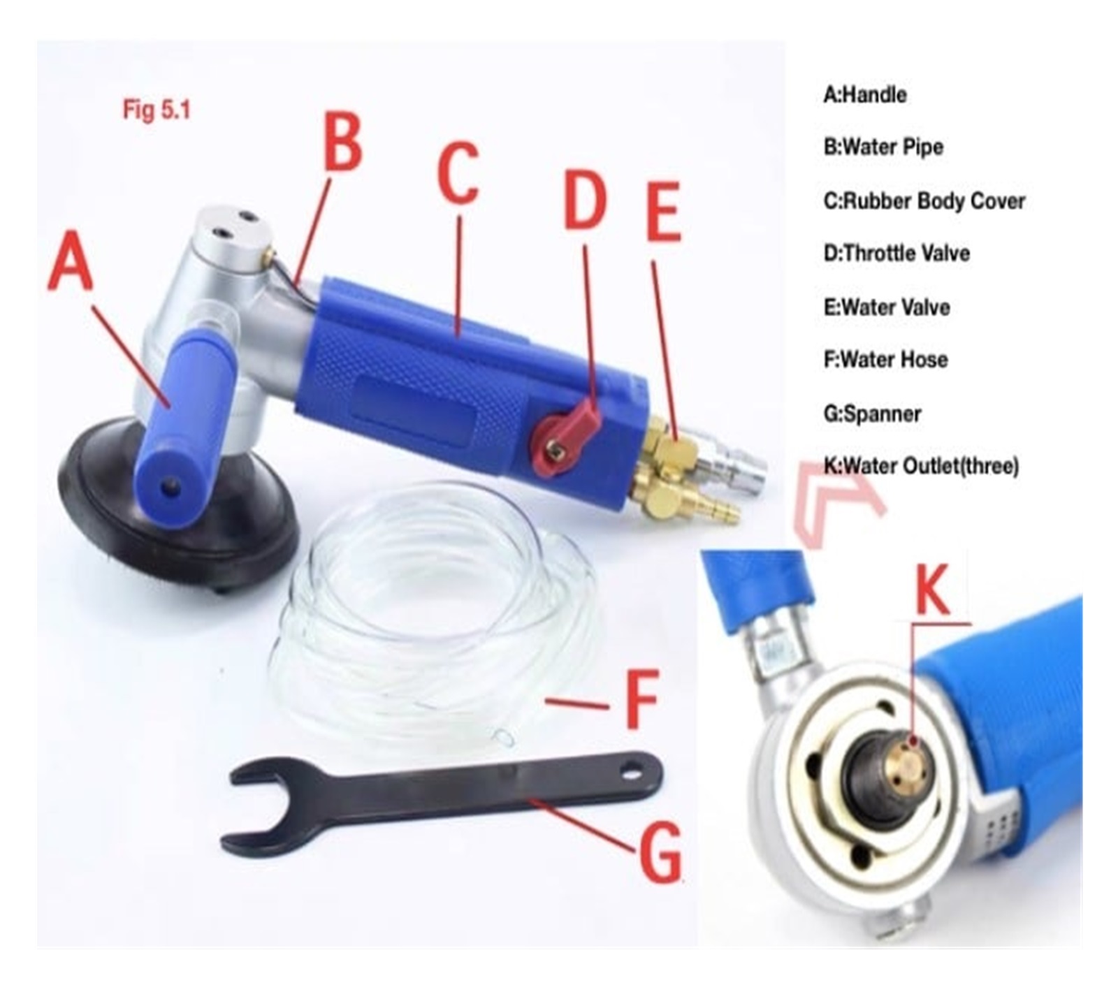Air Pneumatic Wet Angle Grinder For Stone Floor Concrete Polishing Pads