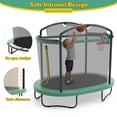 thumbnail image 5 of 72" Toddler Trampoline with Safety Enclosure Net, Conchico Oval Indoor Kids Trampoline with Gym Bar, Basketball Hoop, Mini Trampoline for Kids, Small Trampoline with Net, Green, 5 of 9